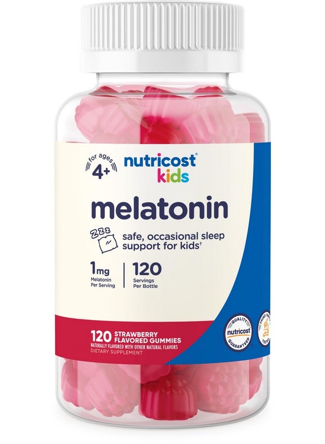 نيوتريكوست للأطفال - علكات الميلاتونين 1 مجم، 120 علكة، بنكهة الفراولة - Image 1