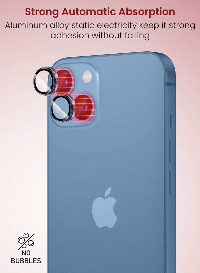 Moxedo Camera Lens Protector, 9H Tempered Glass, Aluminum Alloy Individual Ring Camera Cover Screen Protector Compatible for iPhone 13 6.1 inch/ 13 Mini 5.4 inch - BLUE - Image 2