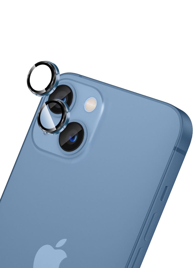 Moxedo Camera Lens Protector, 9H Tempered Glass, Aluminum Alloy Individual Ring Camera Cover Screen Protector Compatible for iPhone 13 6.1 inch/ 13 Mini 5.4 inch - BLUE - Image 1