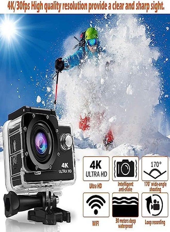 Cubonic 4K Sports & Action Camera with Accessories Kit | WiFi | 16 MP | 170 Degree Wide Angle Lens | 30m Waterproof Camera for YouTube Vlogging, Bike Helmet Motovlogging & Travel Vlog - Image 4