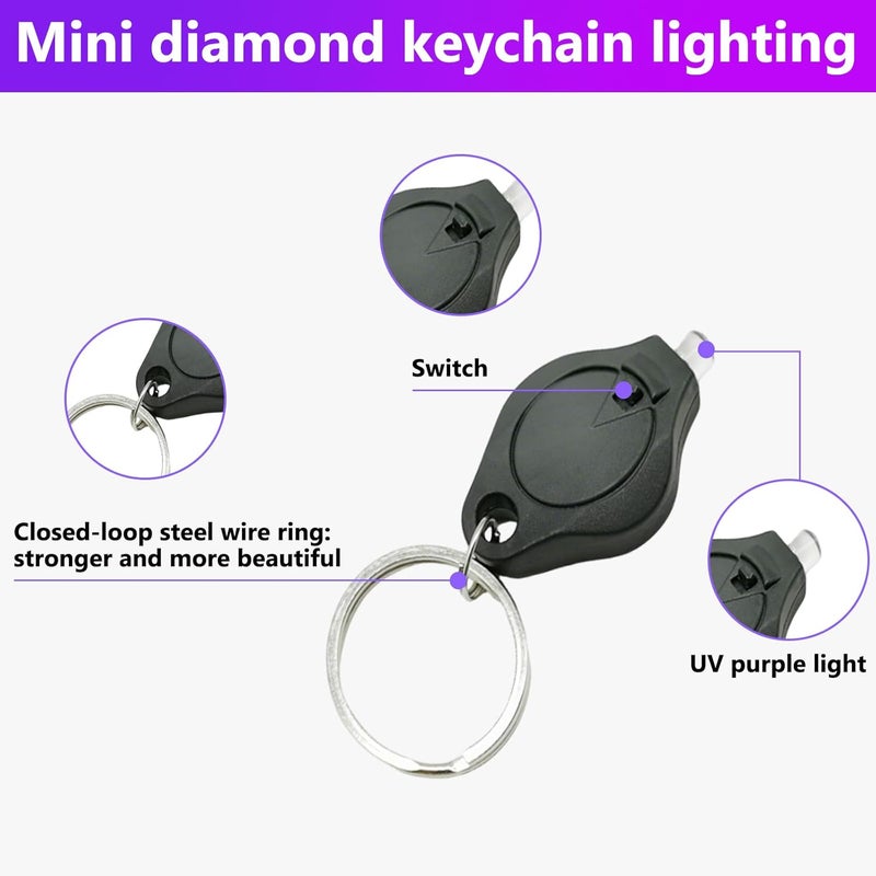 Modurio Mini Keychain Flashlight for Counterfeit Money Detection - UV Light Torch for Note Checking - 6-Pack Black Light Mini LED Flashlight - Image 3