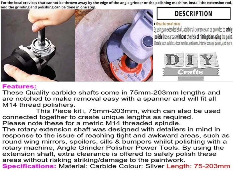 DIY Crafts 1x 5inch Extension ShaftSilver M14 Extension Shaft Rod Rotary for Washer PolisherCar PolisherPolishing PadsBacking Plate Sucker Angle Grind 1x 5inch Extension ShaftSilver - Image 5