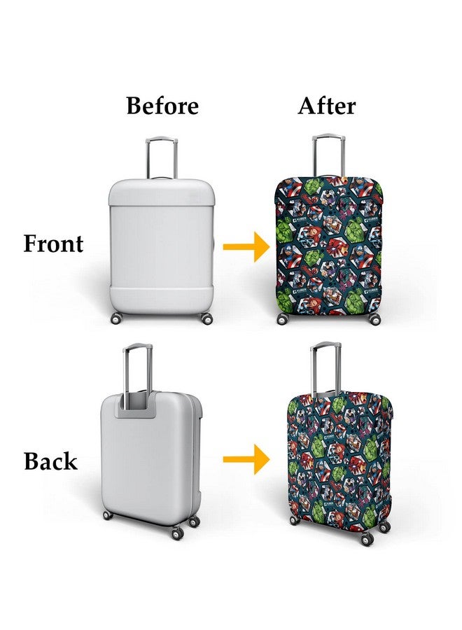 Kuber Industries Kuber Industries Marvel Avengers Luggage Cover|Polyester Travel Suitcase Cover|Washable|Stretchable Suitcase Protector|22-26 Inch|Medium (Blue)  - Image 4