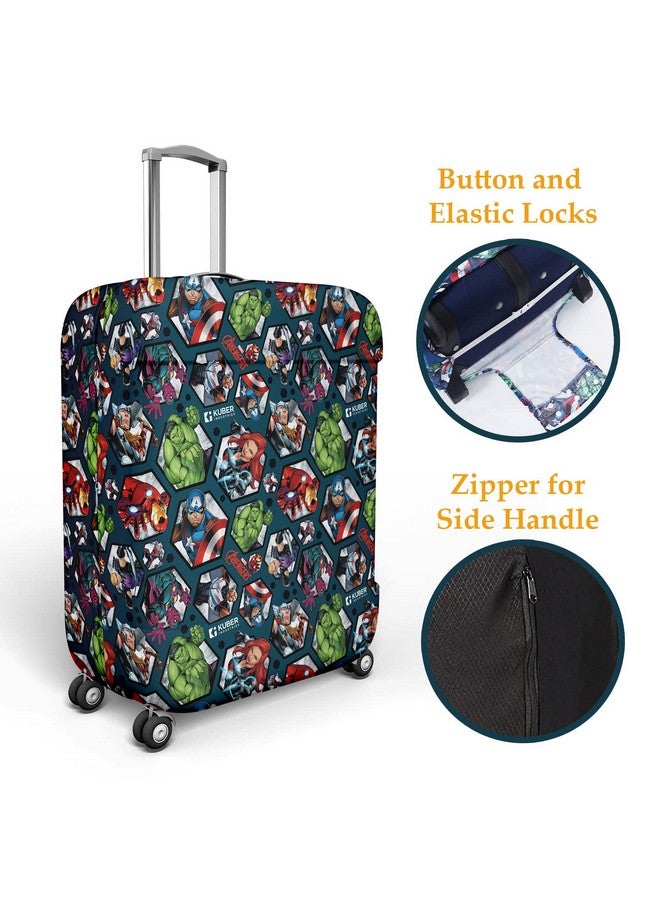 Kuber Industries Kuber Industries Marvel Avengers Luggage Cover|Polyester Travel Suitcase Cover|Washable|Stretchable Suitcase Protector|22-26 Inch|Medium (Blue)  - Image 2
