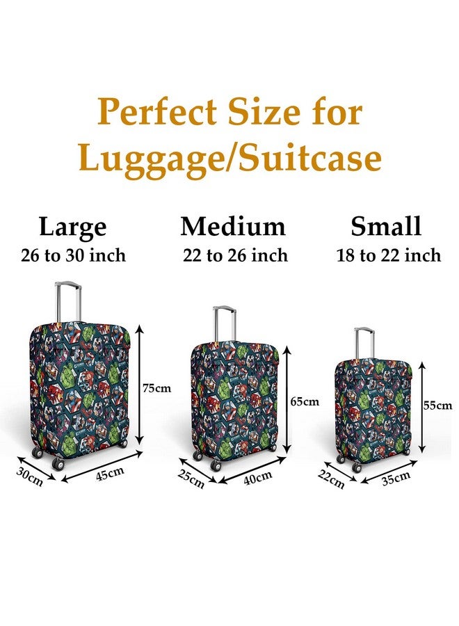 Kuber Industries Kuber Industries Marvel Avengers Luggage Cover|Polyester Travel Suitcase Cover|Washable|Stretchable Suitcase Protector|22-26 Inch|Medium (Blue)  - Image 3