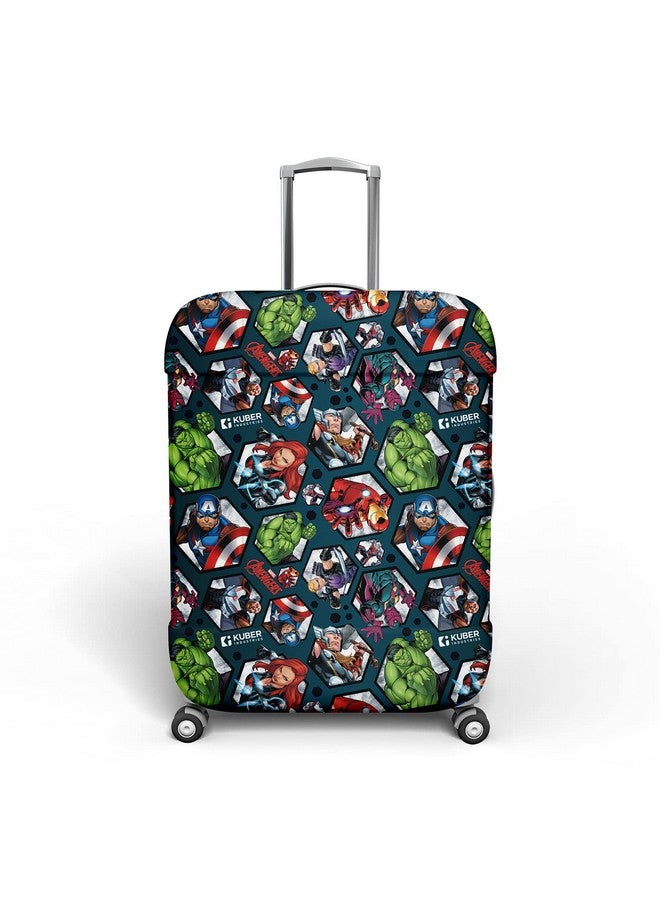 Kuber Industries Kuber Industries Marvel Avengers Luggage Cover|Polyester Travel Suitcase Cover|Washable|Stretchable Suitcase Protector|22-26 Inch|Medium (Blue)  - Image 1