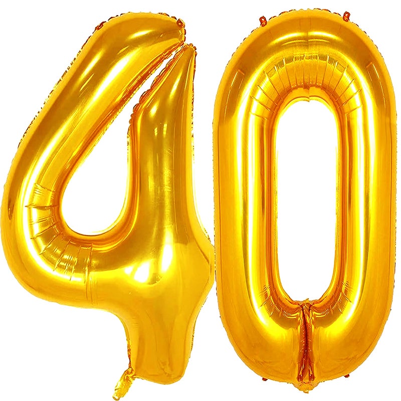 Jonhamwelbor 40 Number Balloons Gold Big Foil Mylar Giant Jumbo 40 Balloons for Men Women 40th Birthday Party Supplies 40 Anniversary Events Decorations - Image 3