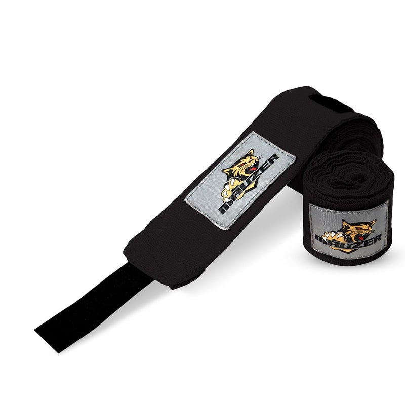 MAUZER Mexican-Style Stretch Hand Wraps for Boxing & MMA – 2” Wide Cotton/Poly Blend – Snug Fit, Breathable Fabric, Hook-and-Loop Closure – Bold Tiger Design – Men & Women (Black, 3.5 Meter) - Image 3