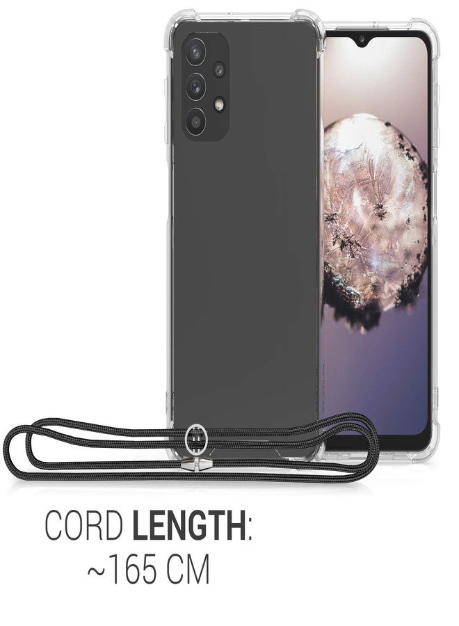 كي دابليو موبايل جراب كروسبودي من kwmobile متوافق مع هاتف سامسونج جالاكسي A32 5G - غطاء هاتف شفاف من مادة TPU مع حزام حبل - أسود/شفاف - Image 3