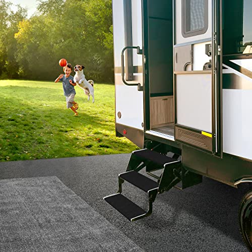 Prest-O-Fit 3-Pack 2-4080 Outrigger Jumbo RV Step Rug Black Onyx 23 in. Wide - Image 2