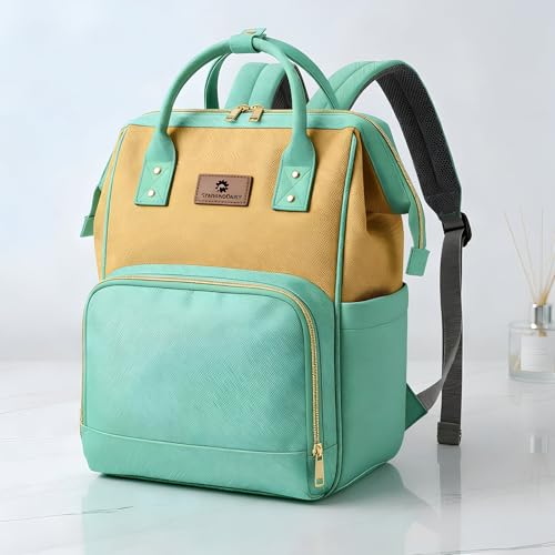 StarAndDaisy Diaper Bag / 30L Lightweight Diaper Bag for Mothers for Travel with 3 Insulated Bottle Pockets/Baby Bag for Mother Travel & Hospital Bag for Baby – Green Yellow - Image 1