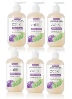 zatik Naturals - Liquid Hand Soap with Lavender & Tea Tree, Moisturizing Handwash, Grey Water Safe, 12 fl oz (Pack of 6)  - Image 1