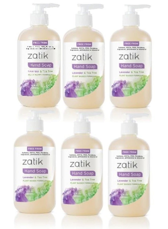 zatik Naturals - Liquid Hand Soap with Lavender & Tea Tree, Moisturizing Handwash, Grey Water Safe, 12 fl oz (Pack of 6) - Image 1