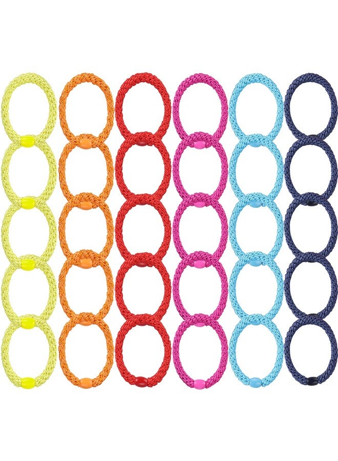 Funtopia Bracelet Hair Ties for Women Girls, Funtopia 30 Pcs Colorful Elastics Hair Bands Ponytail Holders for Thick Hair, No Metal No Damage Soft Hair Ties with Bead, Bulk Set - Image 2
