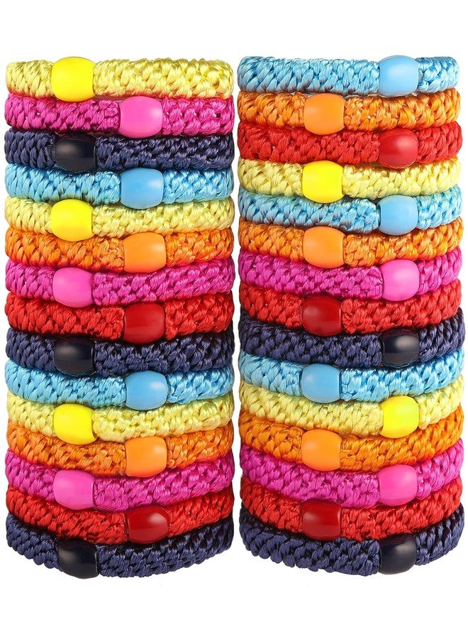 Funtopia Bracelet Hair Ties for Women Girls, Funtopia 30 Pcs Colorful Elastics Hair Bands Ponytail Holders for Thick Hair, No Metal No Damage Soft Hair Ties with Bead, Bulk Set - Image 1
