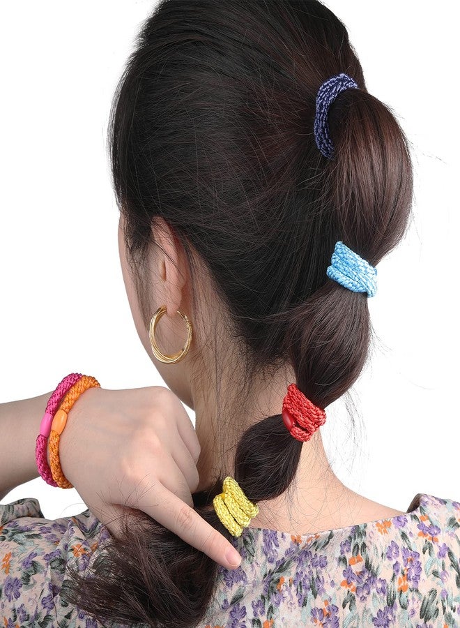 Funtopia Bracelet Hair Ties for Women Girls, Funtopia 30 Pcs Colorful Elastics Hair Bands Ponytail Holders for Thick Hair, No Metal No Damage Soft Hair Ties with Bead, Bulk Set - Image 3