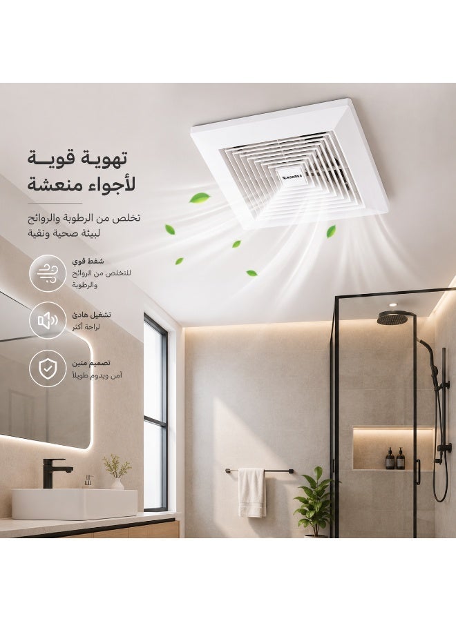 Hummer 10 Inch Ceiling Duct Exhaust Fan – 25×25 cm Cut-Out Size – Powerful Ventilation for Bathrooms & Kitchens - Image 2