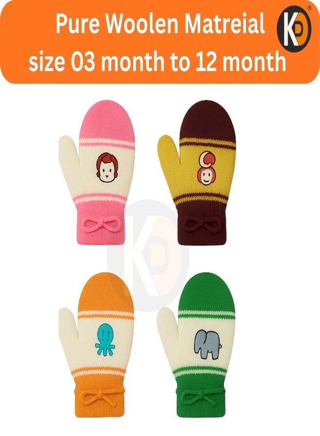 KD K D Baby Gloves Winter Warm Knitted Mittens for Kids | Lovely Soft Mutthi Gloves (Pack of 6 Pairs,03 Month to 12 Month) - Image 2