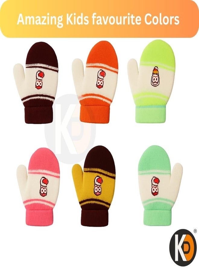 KD K D Baby Gloves Winter Warm Knitted Mittens for Kids | Lovely Soft Mutthi Gloves (Pack of 6 Pairs,03 Month to 12 Month) - Image 3