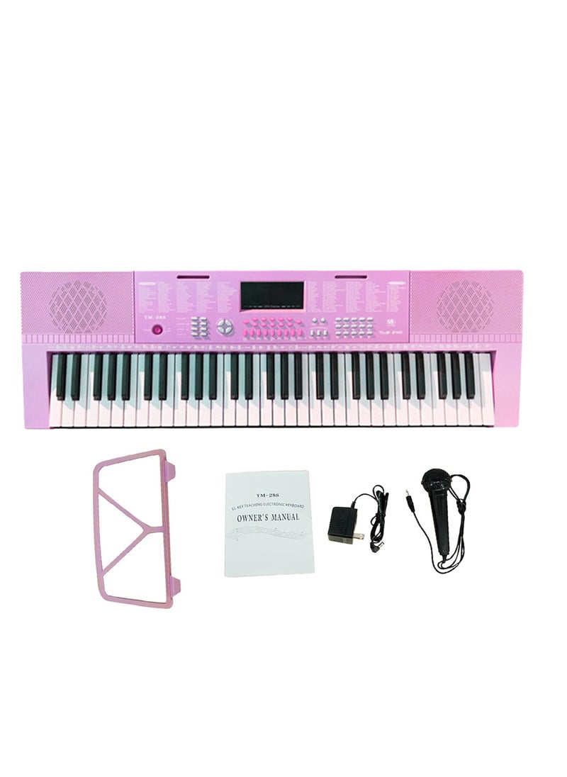 Mike Music - 61-Key Electronic Keyboard with Stand, Microphone & Teaching Modes - Pink, 83.5 cm x 28 cm x 8.5 cm, 2.5 kg, Ideal for Kids & Beginners Pink - Image 1