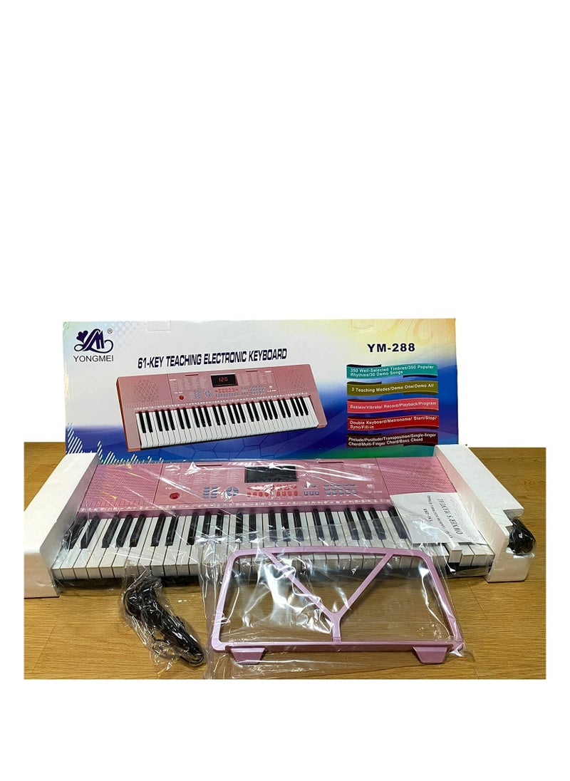 Mike Music - 61-Key Electronic Keyboard with Stand, Microphone & Teaching Modes - Pink, 83.5 cm x 28 cm x 8.5 cm, 2.5 kg, Ideal for Kids & Beginners Pink - Image 1