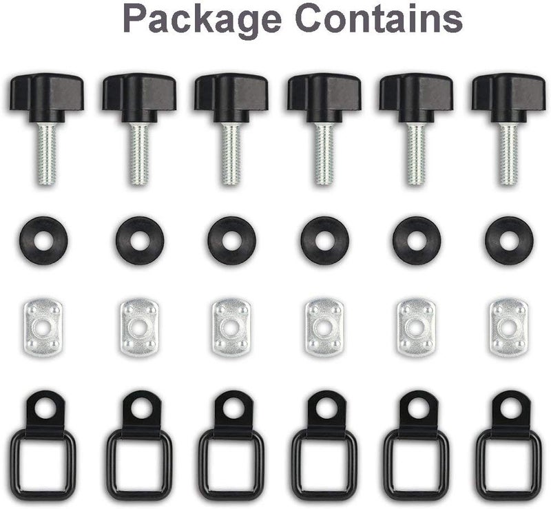ELONN Quick-Release M8 Thumbscrews + Nut + Washer + Tie-Down D-Rings Kit for Truck/Hardtop/Cover Compatible with All Jeep Wrangler JL JK TJ LJ YJ Sport Sahara Rubicon - (6-Pack) - Image 5