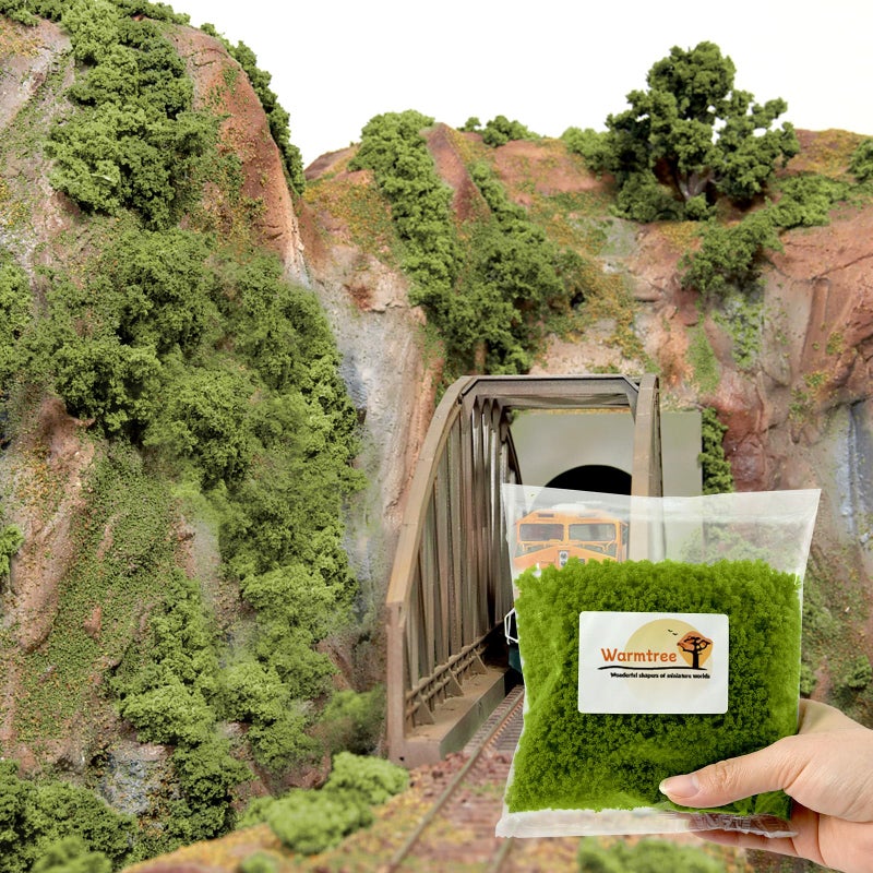 Warmtree Tree Powder Model Miniature Shrubs Bushes Tufted Terrain Model Kit for DIY Miniature Lowland Model Architecture Building Model Railway Fairy Garden Diorama Supplies Scenery(Dark Green) - Image 1