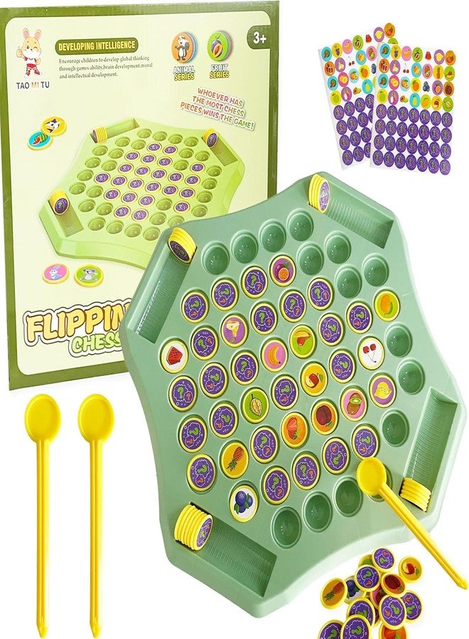 KAVRUL Flipping Chess Match Game Montessori Memory Matching Board Game for Kids | Fruit & Animal Theme Puzzle Game with Chips & Sticks | Parent-Child Interactive Puzzle Strategy (Multicolor) - Image 1