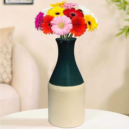 Pure Source India Porcelain Flower Vase (8 Inch) (Green) (Without Flower) - Image 1
