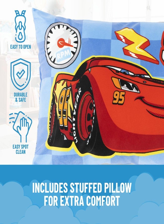 Jay Franco Kids Slumber Bag and Pillow - 54 x 27 Inch Comfy Indoor Sleeping Bag for School and Sleepovers, 2 Piece Set, Blue - Cars - Image 3