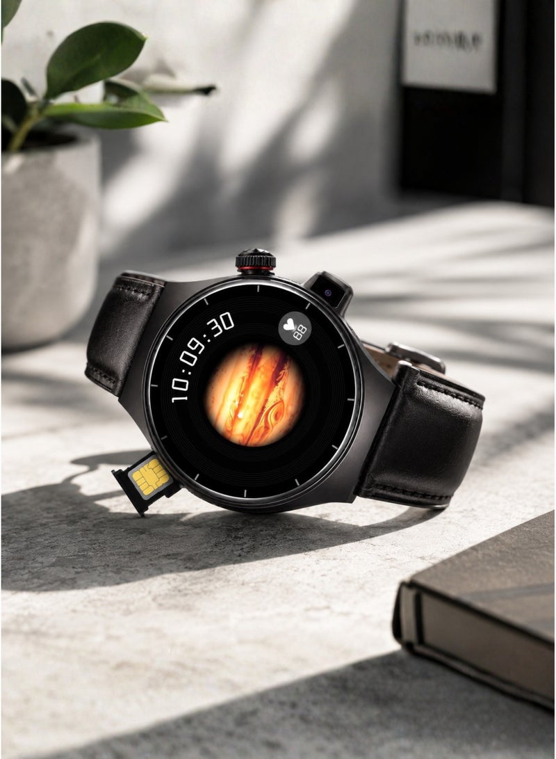 JSYES M7 Pro 4G SIM Smartwatch with HD Camera | Super AMOLED Screen, BT Calling, 10+ Sports Modes & Health Monitor (Includes 3 Straps: Leather & Silicone) - Image 2