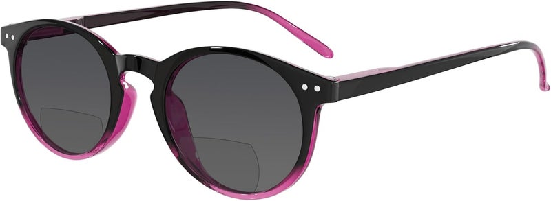 Eyekepper Key Hole Style Spring-Hinged Round Bifocal Sunglasses Sunshine Readers Black-Red - Image 1