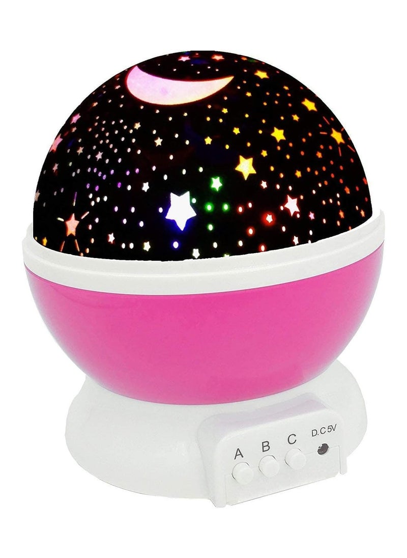 VIO Sun and Star Lighting Lamp LED Bead 360° Romantic Room Rotating Star Projector Glow in the Dark Night Light Star Moon Sky Night Projector Kids Bedroom Lamp Birthday Gifts for Kids PINK  - Image 1