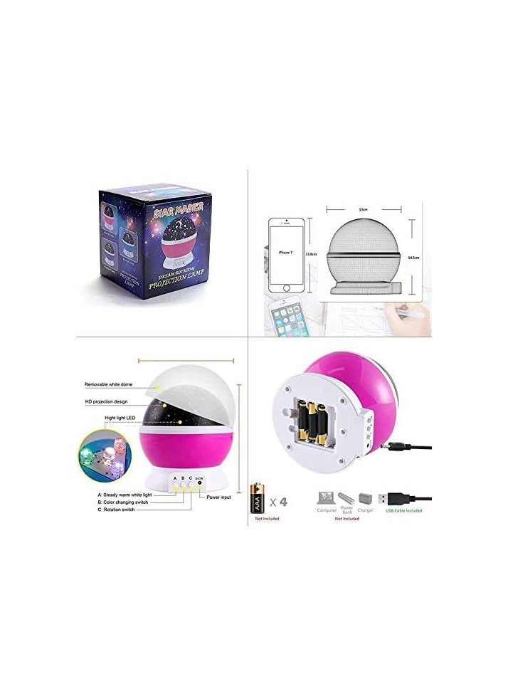 VIO Sun and Star Lighting Lamp LED Bead 360° Romantic Room Rotating Star Projector Glow in the Dark Night Light Star Moon Sky Night Projector Kids Bedroom Lamp Birthday Gifts for Kids PINK  - Image 2