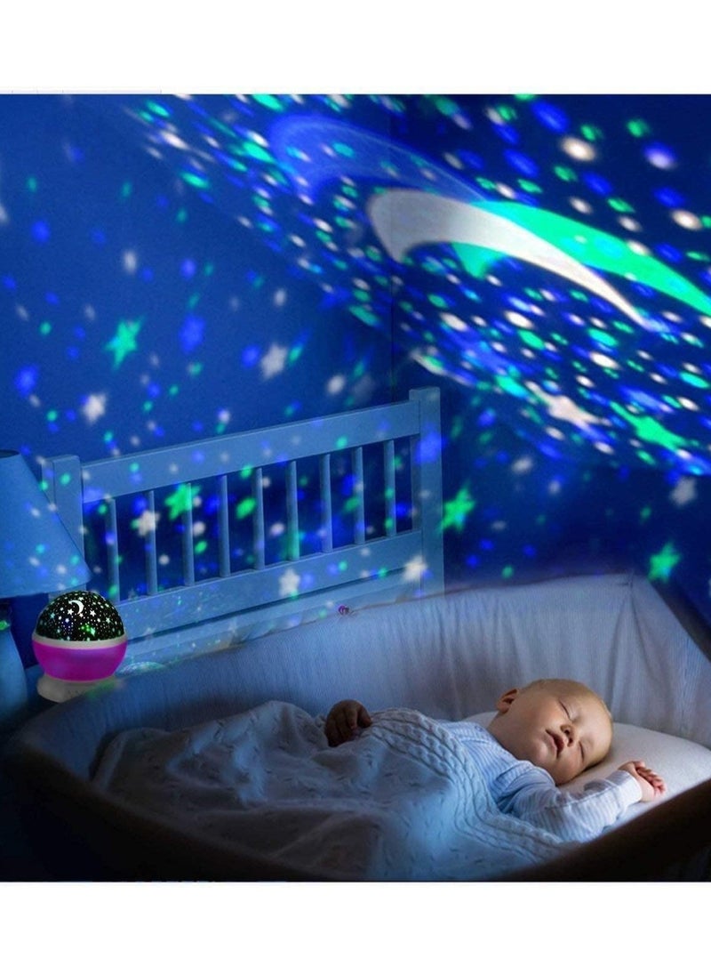 VIO Sun and Star Lighting Lamp LED Bead 360° Romantic Room Rotating Star Projector Glow in the Dark Night Light Star Moon Sky Night Projector Kids Bedroom Lamp Birthday Gifts for Kids PINK  - Image 3