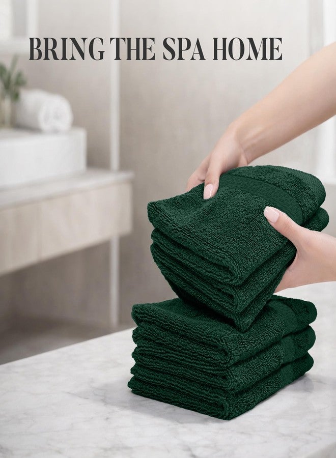 RIVERSIDE 12-Pack Premium 100% Cotton Hunter Green Face Towels for Bathroom [12x12] - Reusable Luxury Face Wash Cloths for Showering - 550 GSM Super Soft & Absorbent Washcloths for Body, Spa & Gym - Image 4