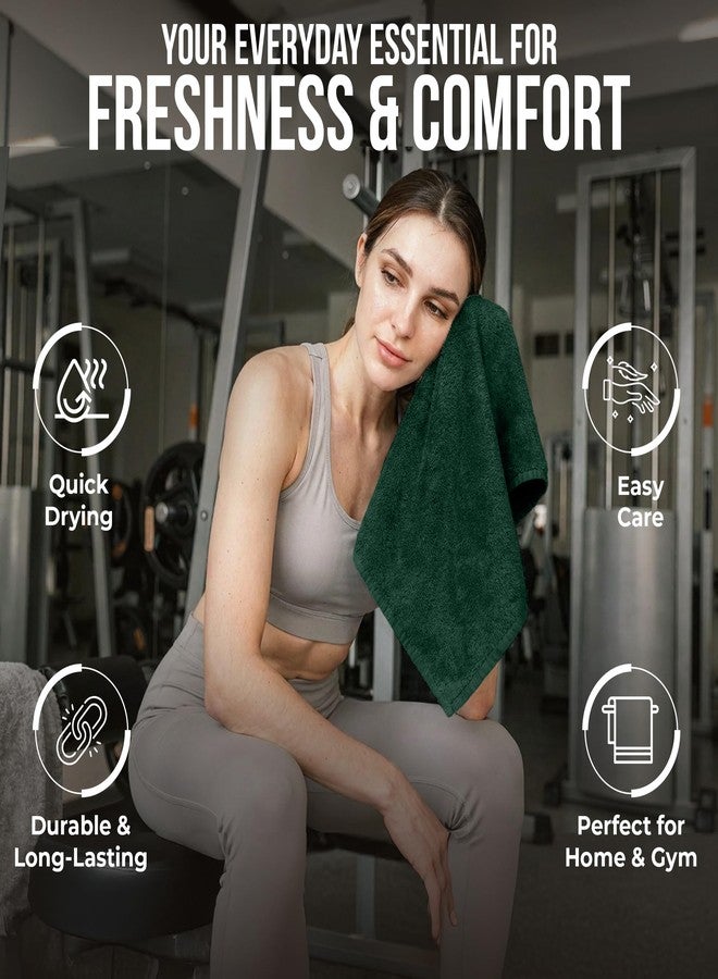 RIVERSIDE 12-Pack Premium 100% Cotton Hunter Green Face Towels for Bathroom [12x12] - Reusable Luxury Face Wash Cloths for Showering - 550 GSM Super Soft & Absorbent Washcloths for Body, Spa & Gym - Image 5