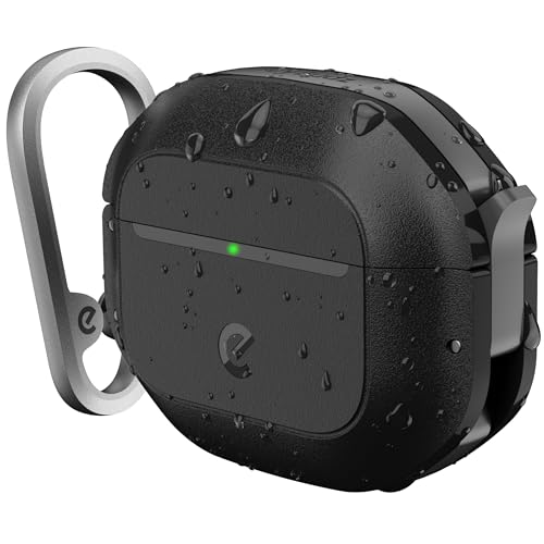 Keybudz for Waterproof AirPods 4 Case with Lock IP68 Waterproof and Dust Proof Shockproof Protector Heavy Duty Rugged Protection Drop Proof Hard Cover for AirPods 4th Gen Carbon Black - Image 1
