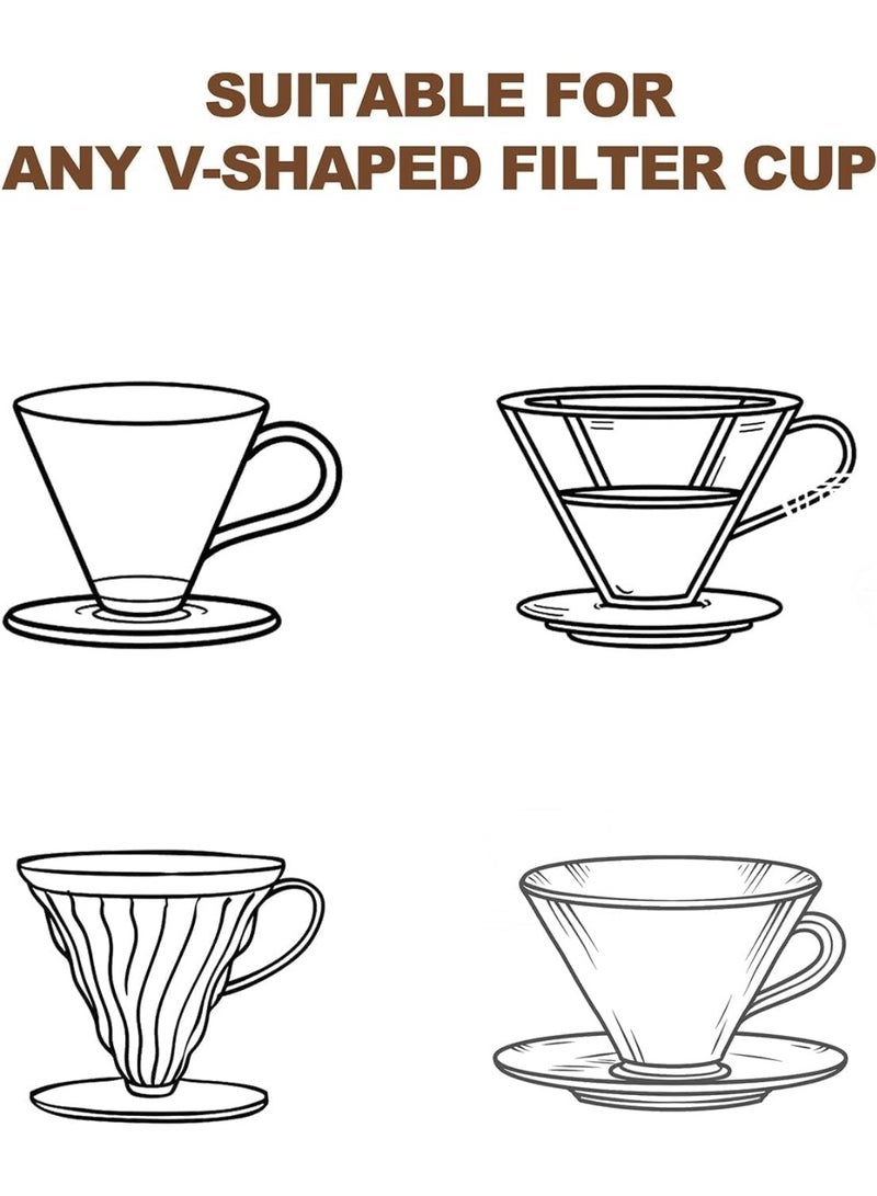 100 X Disposable Cone Unbleached White Coffee Filters for Pour Over and Drip Coffee Makers, 1 BOX Coffee Paper Filter V60 Size-02 - Image 3