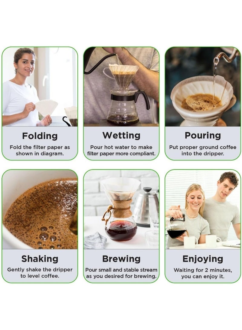 100 X Disposable Cone Unbleached White Coffee Filters for Pour Over and Drip Coffee Makers, 1 BOX Coffee Paper Filter V60 Size-02 - Image 4