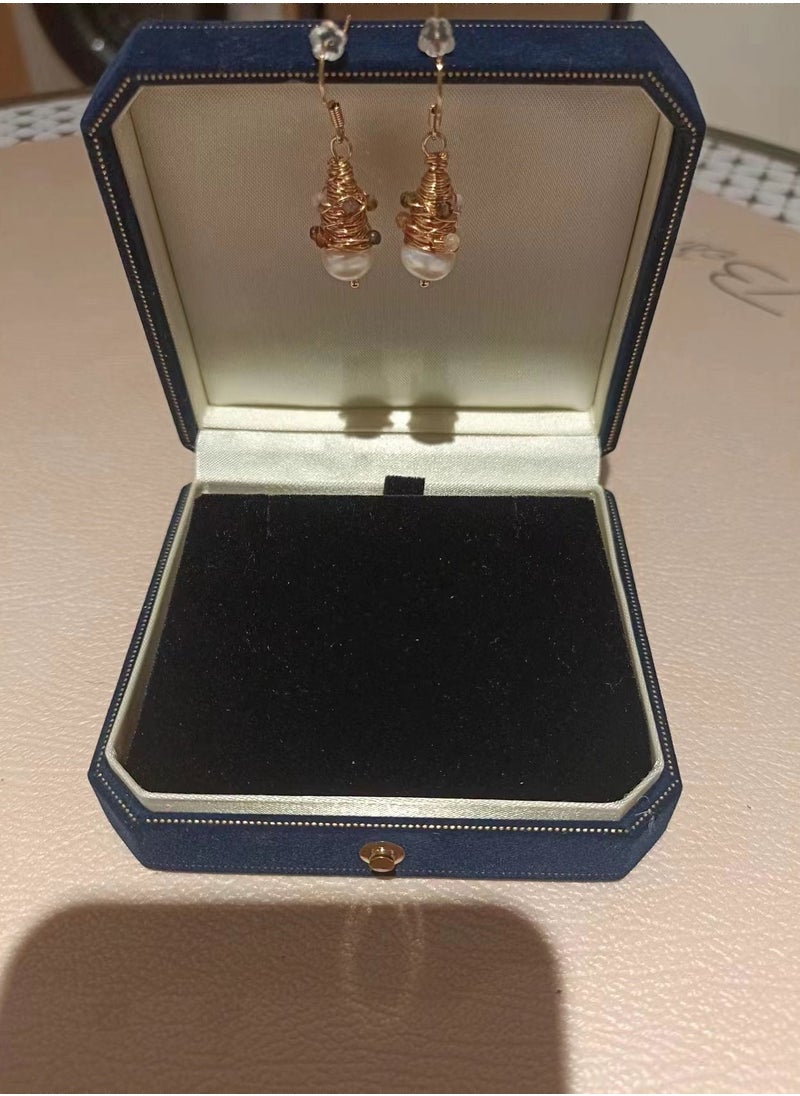 General Gold and Copper Wire Hand Wound Gemstones and Natural Baroque Pearl Designer Luxury Earrings/Earrings  - Image 2