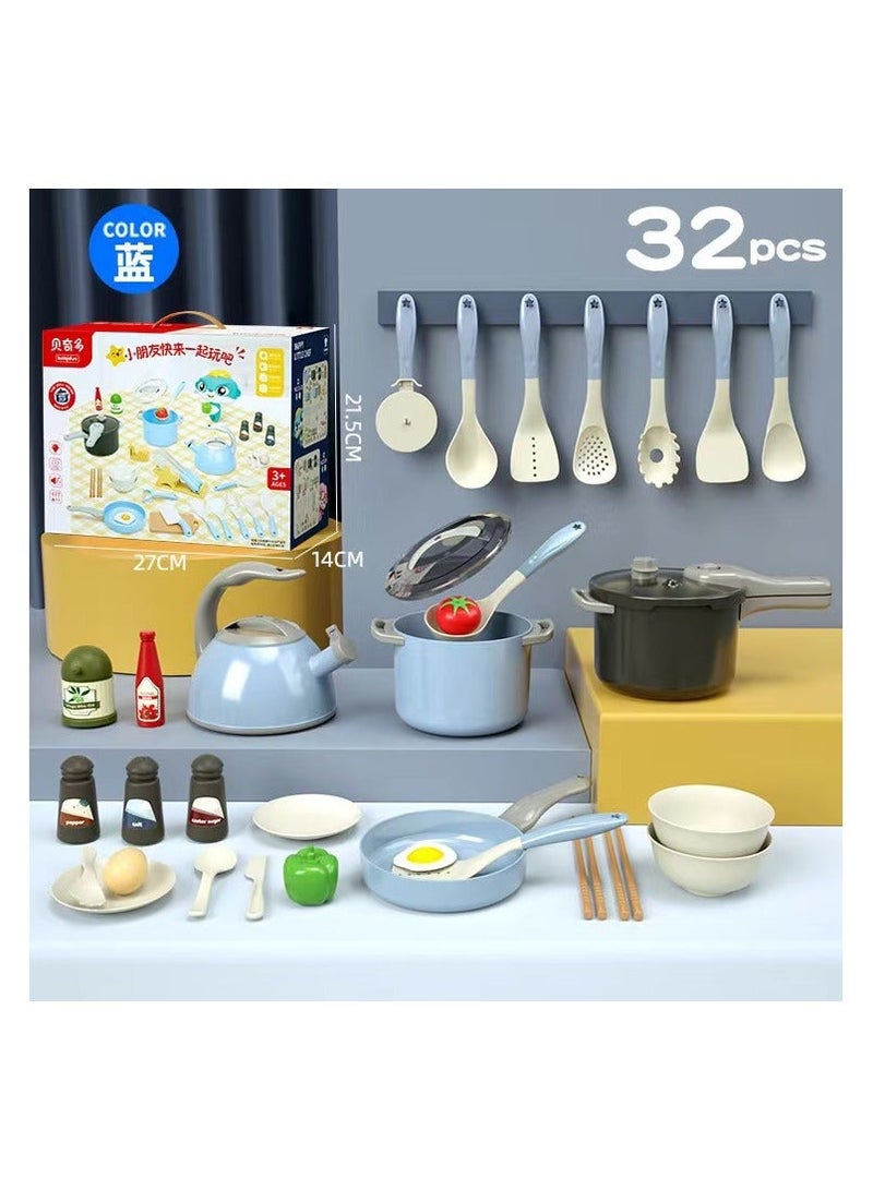 32 PCS KITCHEN PERTEND PLAY TOY SET(BLUE) & 15 PCS DOCTOR PRETED PLAY TOY SET(BLUE)Bundle - Image 2