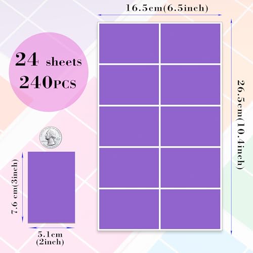 YSHIHE 240 PCS Colored Labels Stickers 3 x 2 Inch Rectangular Moving Labels 8 Colors Large Color Coding Labels - Light Color - Image 2