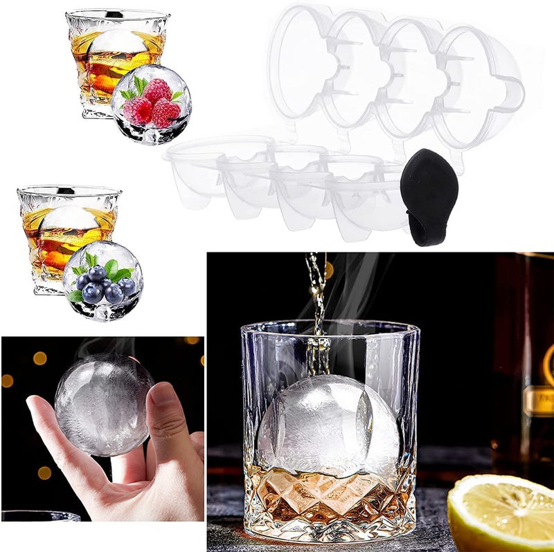 LAVNIK 4pcs Bar Ice Cube Maker Whiskey Cocktail Ice Box Molds Ice Ball Maker DIY Round Shape Ice Hockey Mold Bar Four Cavity Ice Cube Maker Birthday Wedding Party Cocktail Four Coarse Ice Sphere Moulds - Image 5