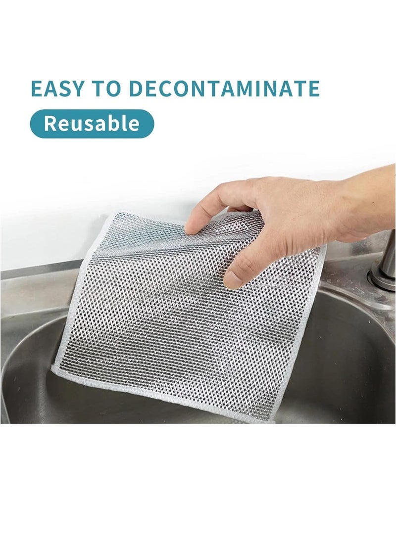 VIO 8 PC Multipurpose Reusable Wire Dish Scrubber Mesh Cloth All Purpose Kitchen Towel Quick Cleaning Kitchen Bowl Stove Sink Pot Pans Counter Grease Grime Residue Descaling Scrubbing Cloth  - Image 4