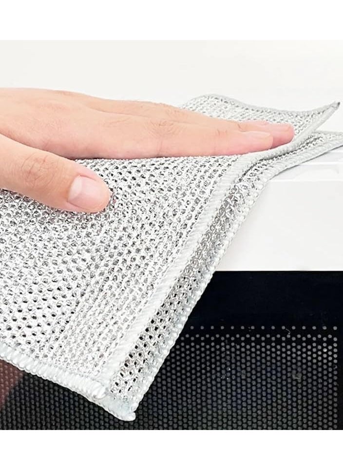 VIO 8 PC Multipurpose Reusable Wire Dish Scrubber Mesh Cloth All Purpose Kitchen Towel Quick Cleaning Kitchen Bowl Stove Sink Pot Pans Counter Grease Grime Residue Descaling Scrubbing Cloth  - Image 2