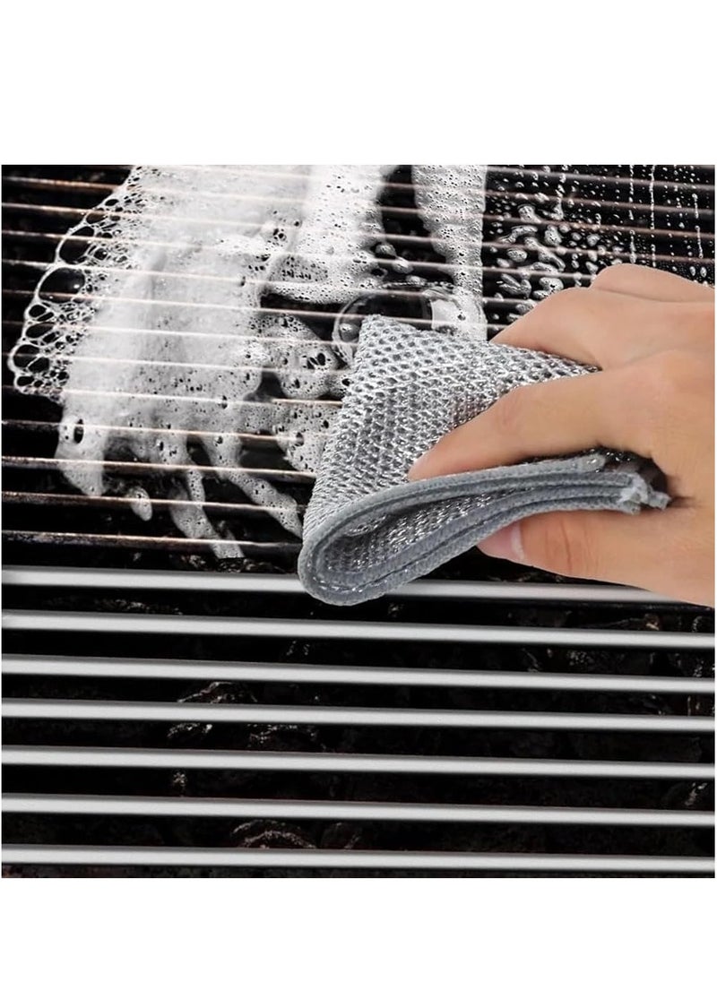 VIO 8 PC Multipurpose Reusable Wire Dish Scrubber Mesh Cloth All Purpose Kitchen Towel Quick Cleaning Kitchen Bowl Stove Sink Pot Pans Counter Grease Grime Residue Descaling Scrubbing Cloth  - Image 5