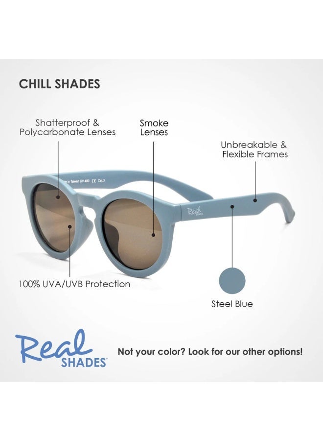 REAL SHADES Chill Polarized Sunglasses for Kids 4+ Steel Blue, Smoke Lens, 100% UV400 Protection, Unbreakable Flex Frames, Shatterproof Lenses - Image 3