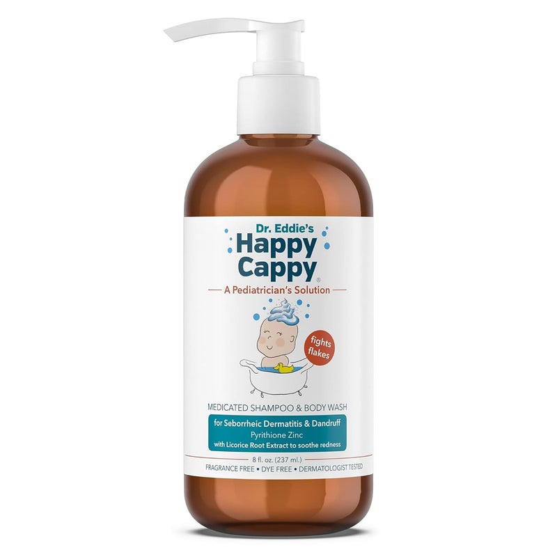 Happy Cappy Medicated Shampoo and Body Wash- Baby Dandruff Shampoo, Helps Cradle Cap and Seborrheic Dermatitis, Reduces Flakes and Redness, Dermatologist Tested, Fragrance-Free - 8 Fl Oz - Image 1