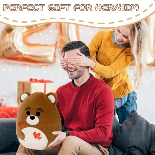 OurHonor Valentines Day Plush 16 Soft Bear Stuffed Animals with Red Heart and Rose Cute Stuffy Doll Pillow Toys Bear Valentines Gifts for Her Girlfriend Lover Mom Kids - Image 5